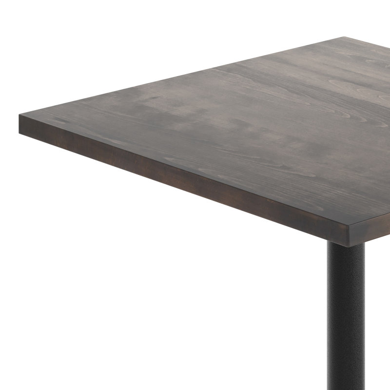 Table carrée commerciale en bois massif avec base en X à hauteur de salle à manger, H 29,5 po x L 36 po x l 36 po, Noir