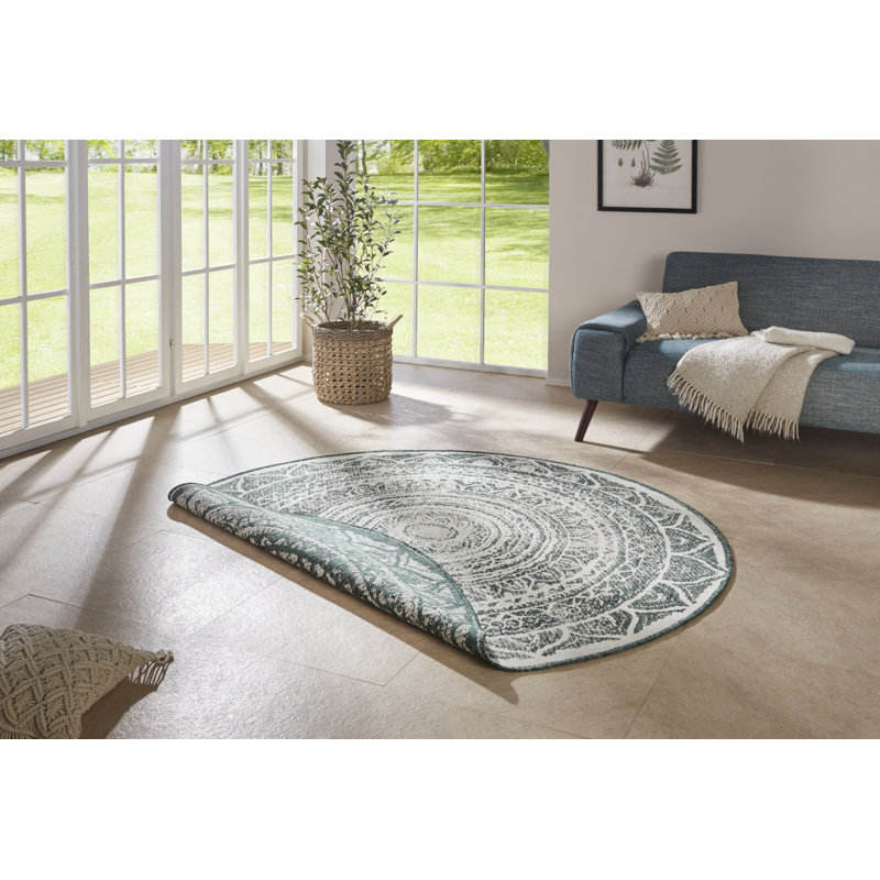 Siruma Flatweave Green Rug, Round 140cm