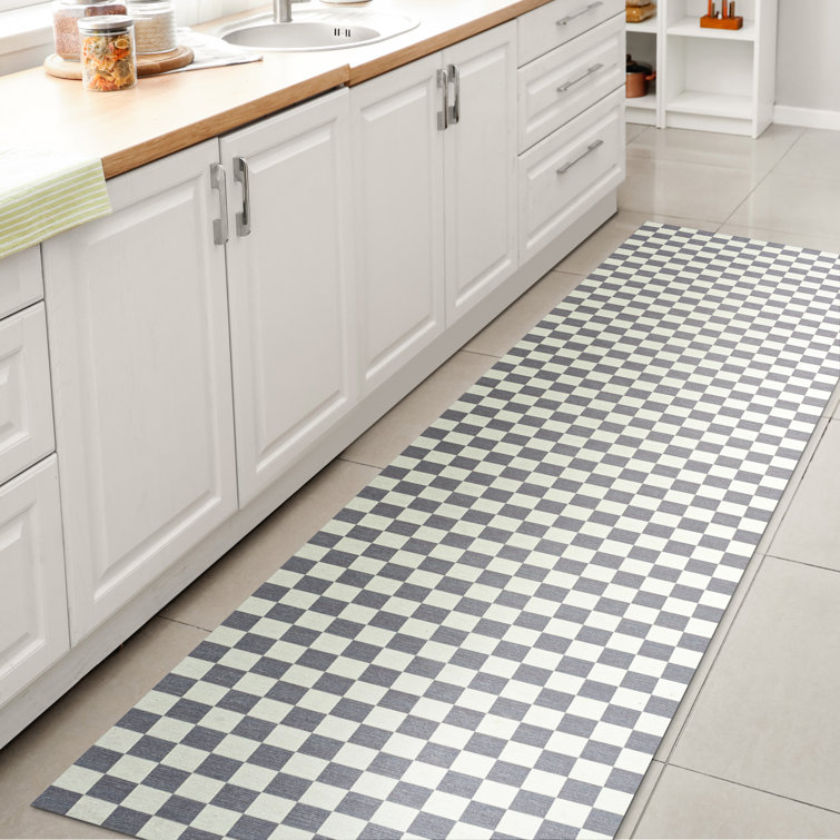Mariquilla Modern Cottage Checkerboard Washable Purple Gray/White Rug