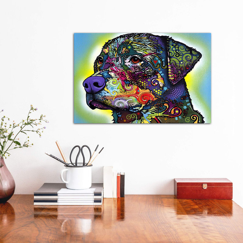 The Rottweiler by Dean Russo - Print on Canvas, No Frame, 20.32 cm H x 30.48 cm W
