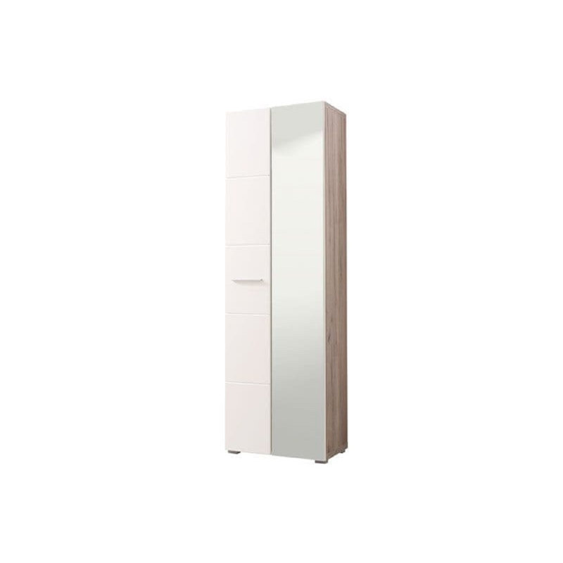 Jasdeep 2 Door Manufactured Wood Wardrobe, Grey Oak/White High Gloss