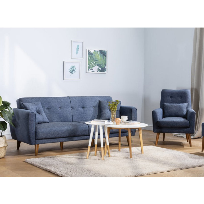 Ensemble de salon inclinable 2 pièces Sova, 100 % lin bleu foncé