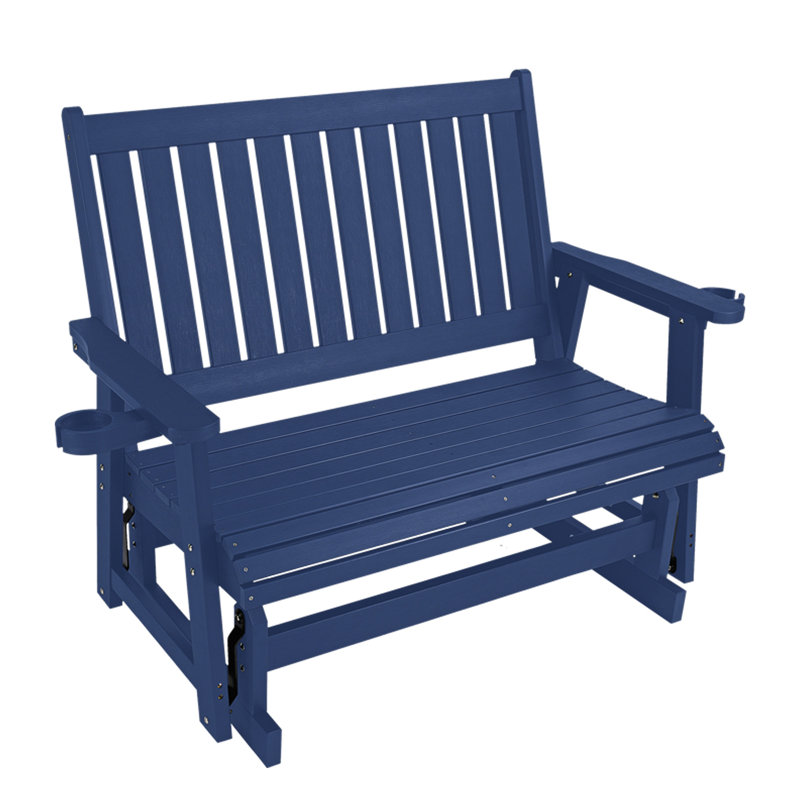 Fauteuil oscillant d'extérieur en bois Ruvimbo, Marine
