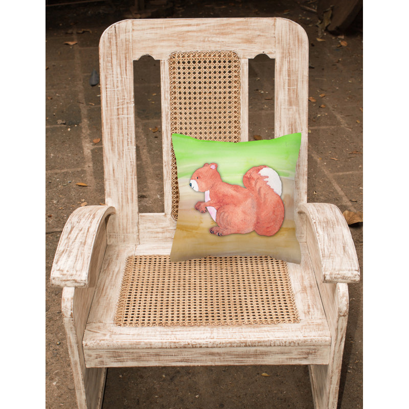 Coussin décoratif intérieur/extérieur aquarelle écureuil, 18 po x 18 po