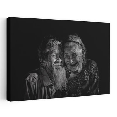 Joyeux couple de personnes âgées, impression d'art contemporain abstrait