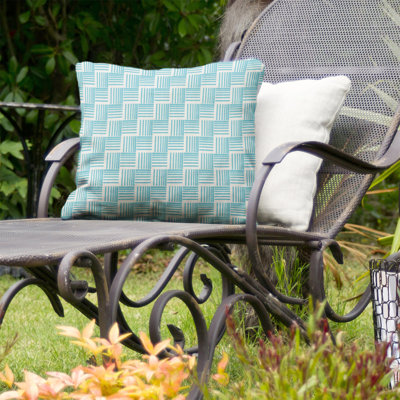 Teal Basketweave Indoor/Outdoor Throw Pillow – UV Protected, Reversible