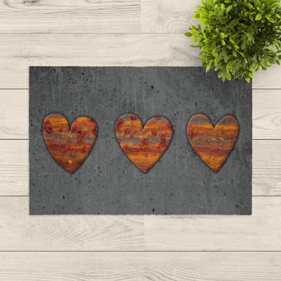 Fußmatte Modern Printed - Waschbare Türmatte bedruckt Herzen 50 x 75 cm