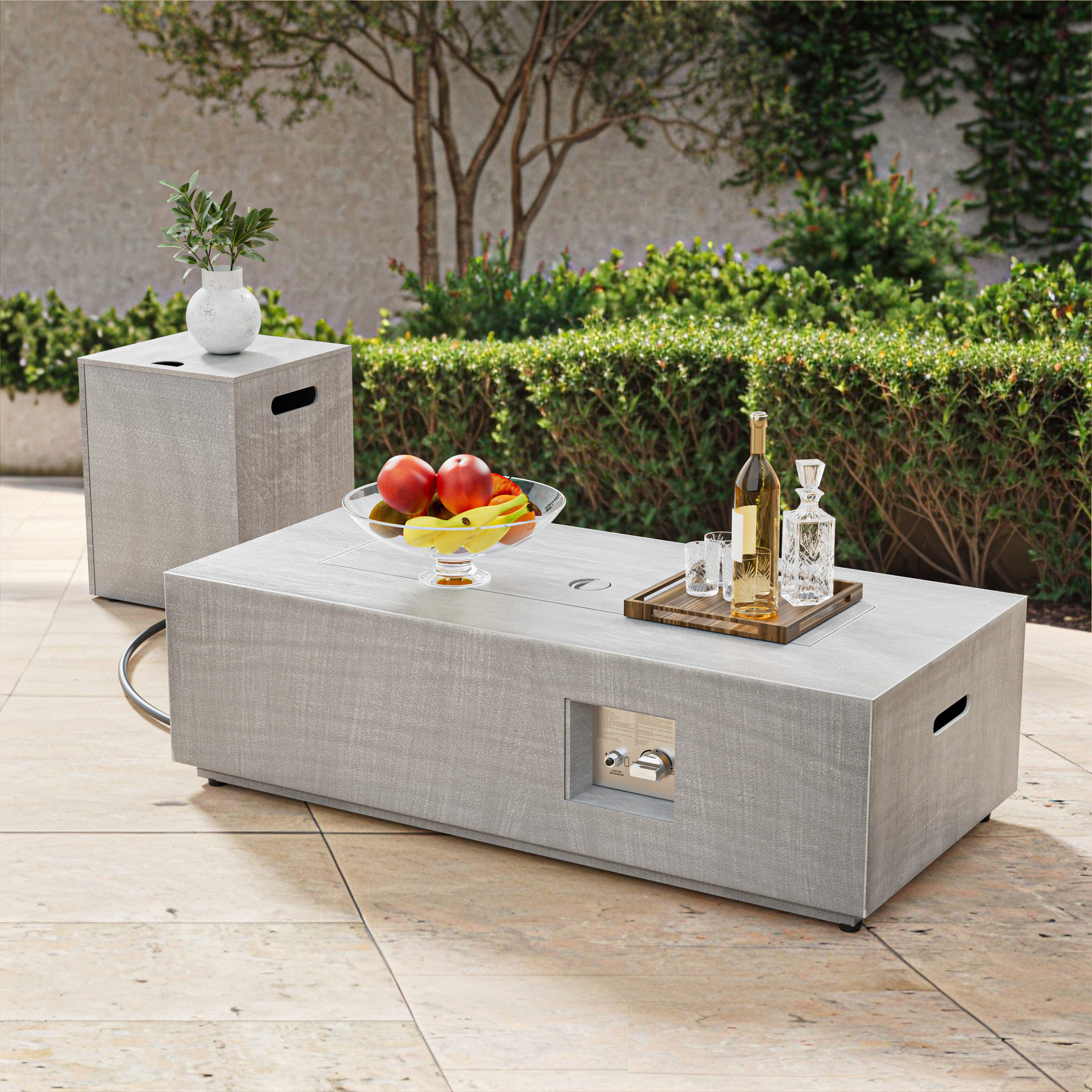 Latitude Run® Joycie 12.6’’ H x 42’’ W Metal Propane Outdoor Gas Fire ...