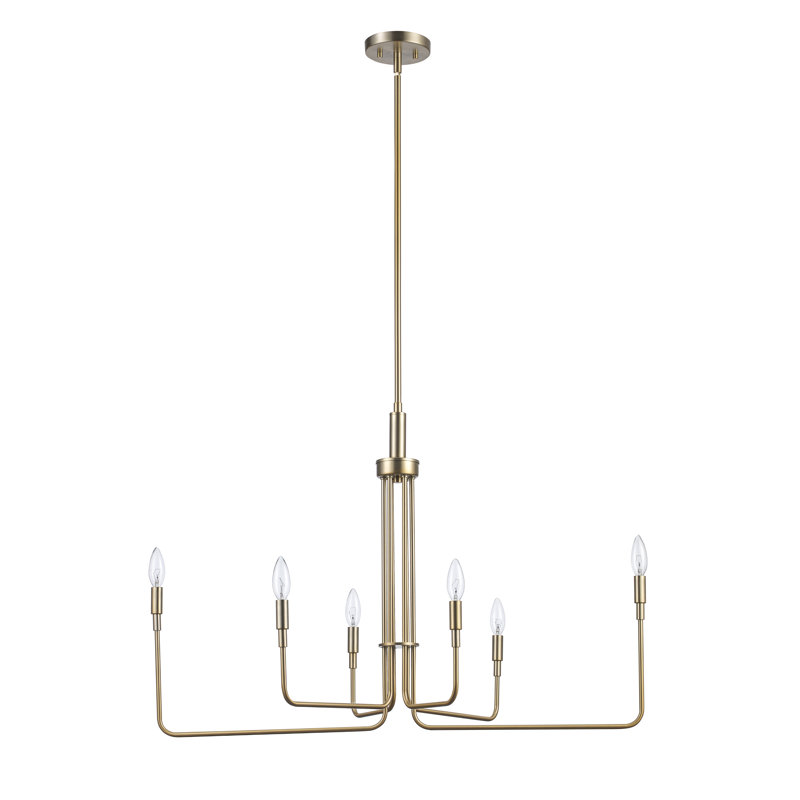 Lustre chandelier 6 lumières Tullis Juniper, Or