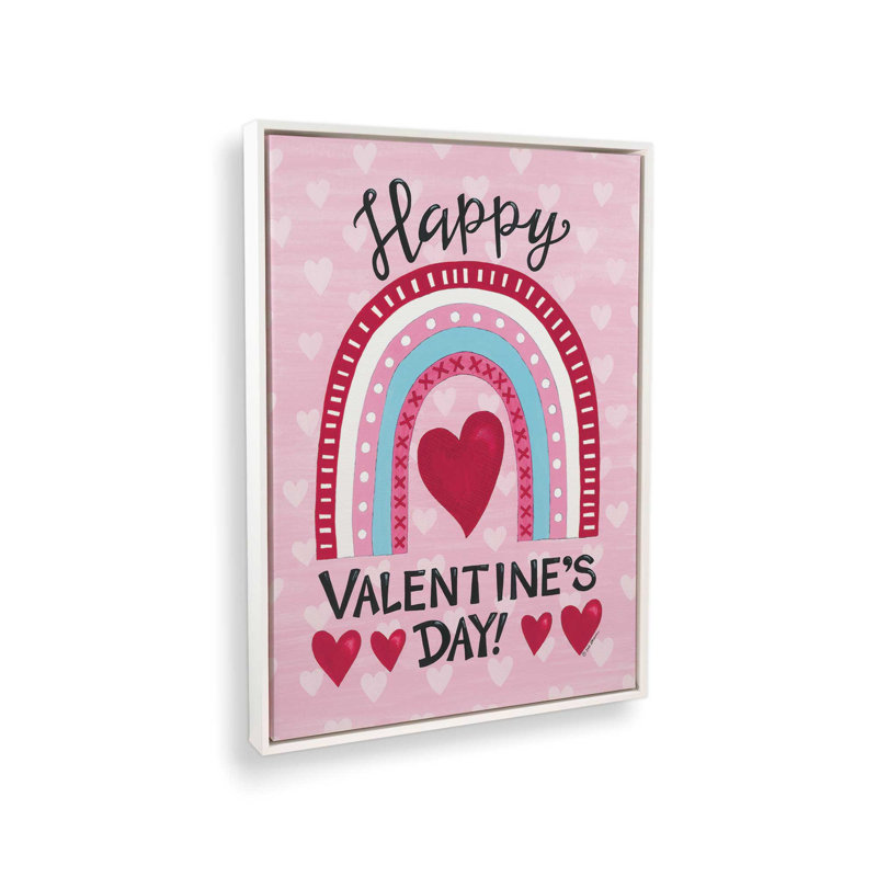 «Valentine Rainbow» par Deb Strain, reproduction d'art, L 30 x H 40, Toile avec cadre, Blanc