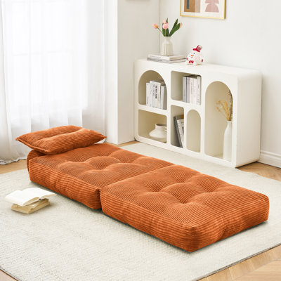 Canapé-lit pliant 3-en-1 Modern Corduroy, fauteuil-lit multifonctionnel avec coussin