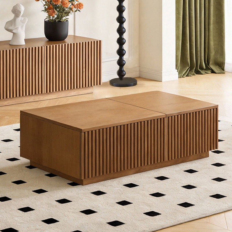 Adjustable Height Table with Drawers, 130cm Walnut Coffee Table for Small Spaces Fast Dispatch From UK Warehouse – Dispatched Within 2 Days