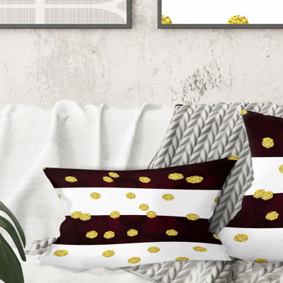 Gold Polka Dot Pattern I - Mid-Century Modern Printed Throw Pillow