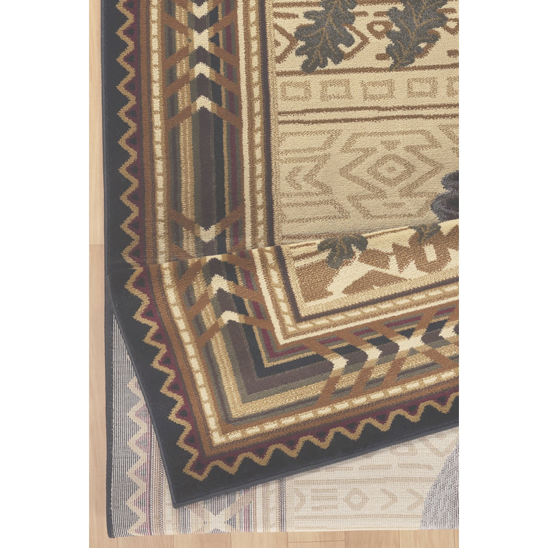 Nature's Nest Black  Lodge Area Rug, Rectangle 7'10" x 10'3"