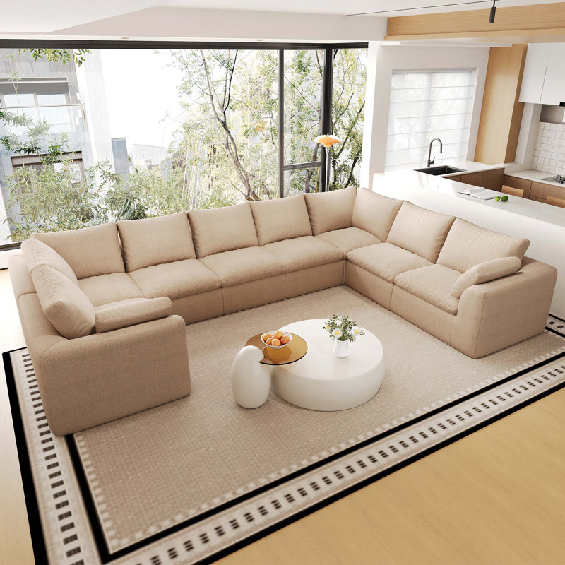 Upholstered 167.4 " Linen U-Shaped Sectional