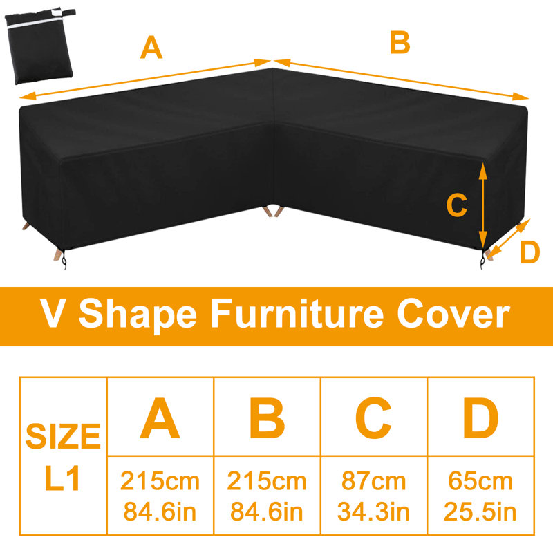 Outdoor Patio Sofa Cover, 34.3" H x 84.6" W x 84.6" D