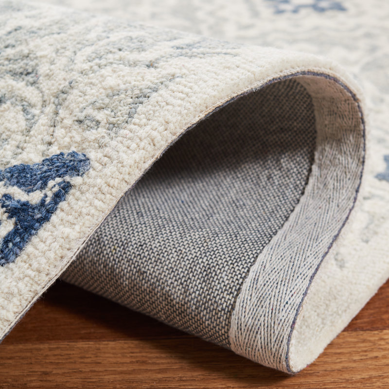 Tapis damassé en laine et en coton touffeté à la main Roslyn, Rectangle 5 pi x 8 pi