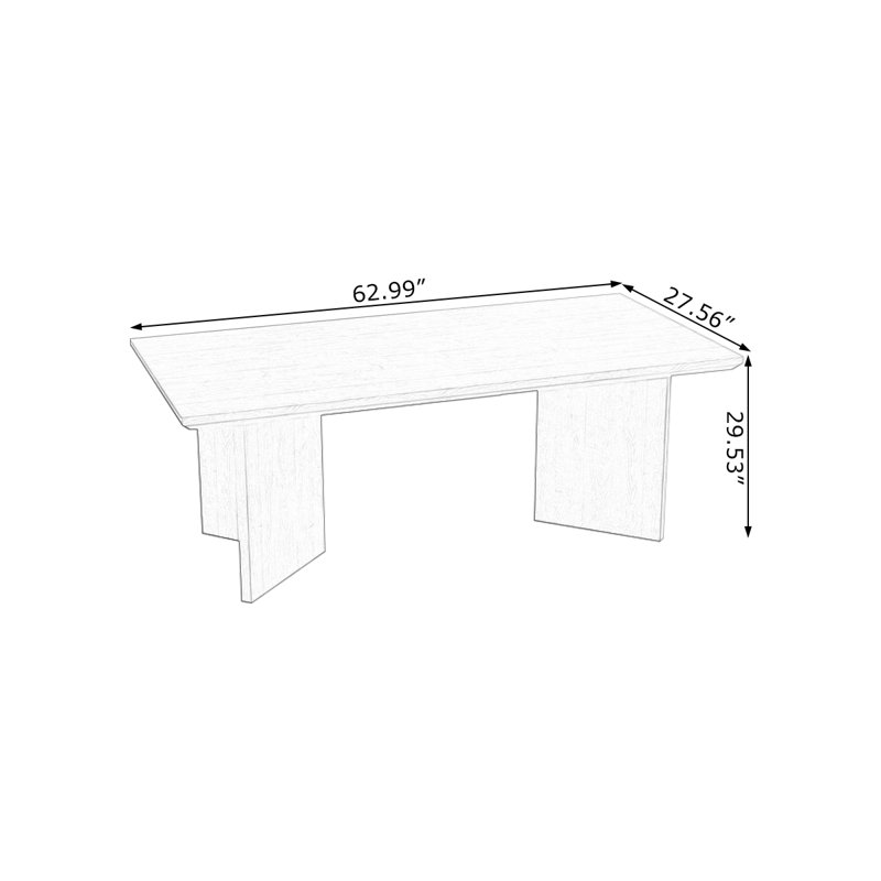 Bureau rectangulaire en bois massif Burlywood, H 29,53 po x l 62,99 po x P 27,56 po