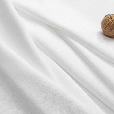 White Curtains 84 Inch Length 2 Panels Set, Faux Linen Textured Semi Light Filtering Soft Airy Farmhouse Curtain Drapes,  40Wx84l