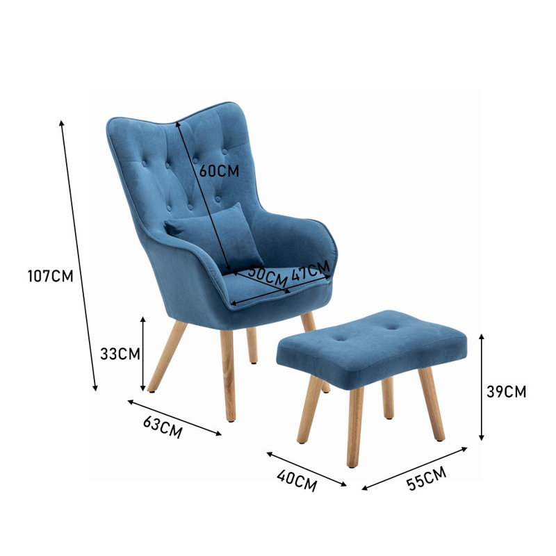 Norge Velvet Armchair with Footstool