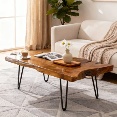 Table basse en bois massif fabriquée à la main