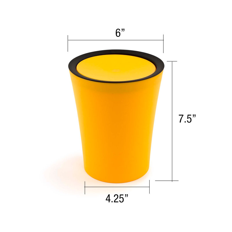 Half Gallon Plastic Swing Lid Trash Can, Orange
