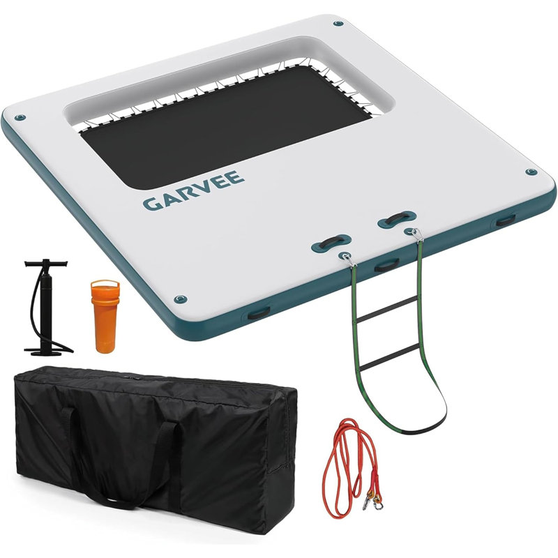 3x3m Inflatable Floating Dock Platform, Water Raft with Carry Bag, Ladder & Pump