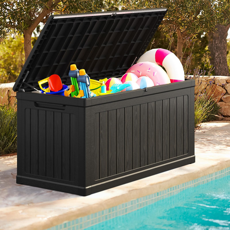 1020L Lockable Waterproof Resin Outdoor Storage Box, Black