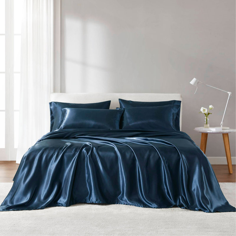 Ensemble de draps en satin de luxe, Couvre-lit simple + 3 pièces supplémentaires
