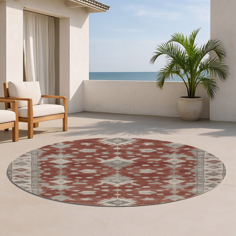 Tapis d'intérieur et d'extérieur surteint beige, Rond 5 pi