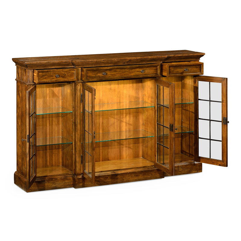 Casually Country Lighted China Cabinet, Country Farmhouse Walnut