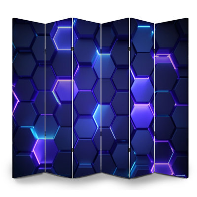 Paravent 6 panneaux à cloison pliable Royal Futuristic Neon Hexagon