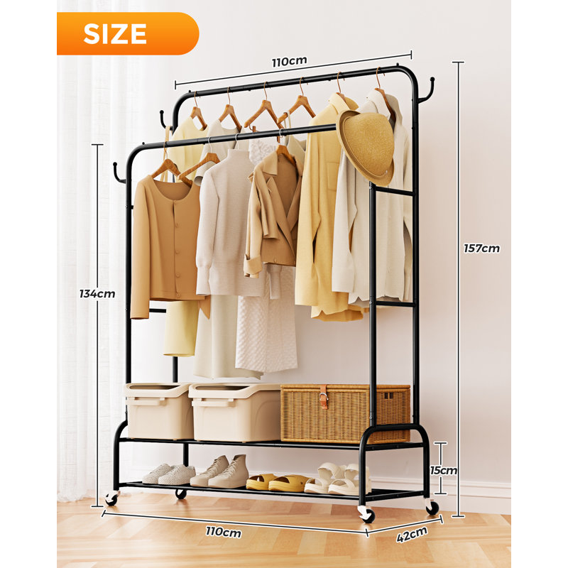 Clothes Rail 110cm Rolling Clothing Rack