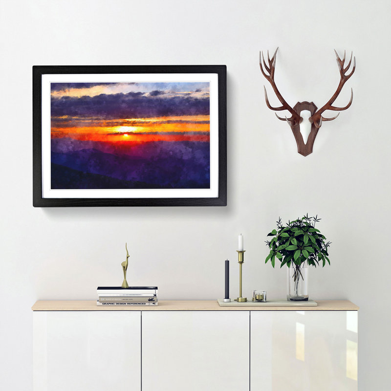 Cloudy Sunset - Picture Frame Graphic Art Print, 24cm H x 33cm W x 2cm D, Black Framed