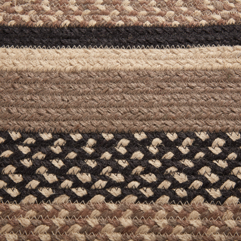  Tapis noir / gris à motif géométrique en jute tressé, Rectangle 4 po x 6 pi