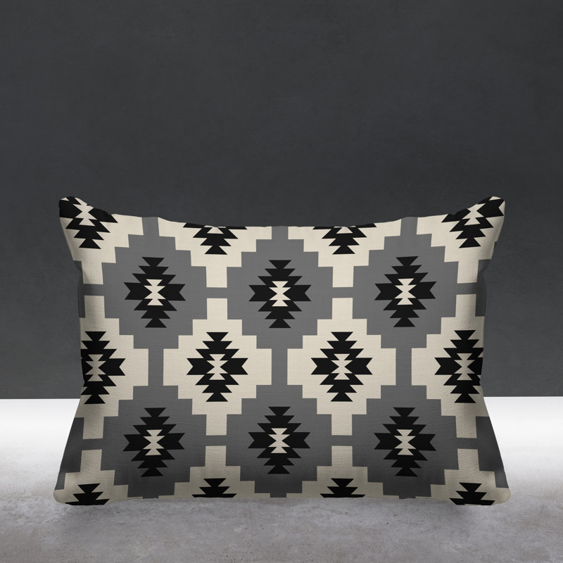 Coussin intérieur / extérieur Hinto Southwestern, 19 po x 19 po, gris, Carré