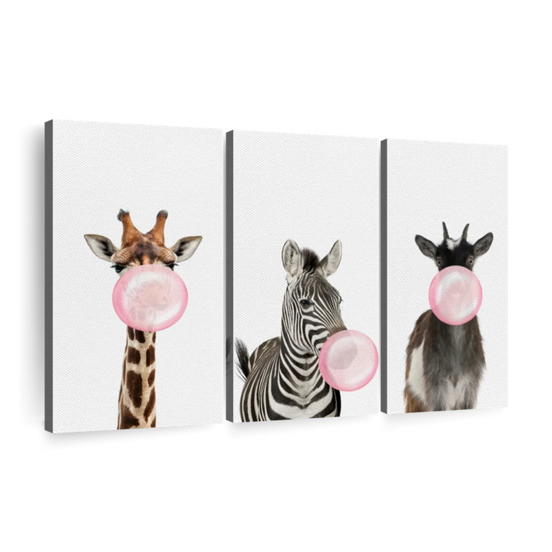 Impression sur toile Bubble Gum Safari, H 28 po x l 45 po x P 1,25 po