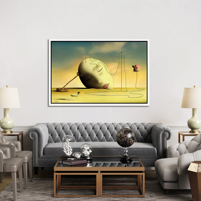 Cabeça Pensante II (Thinking Head II) by Marcel Caram - Print on Canvas, White Framed, 152.5 cm H x 101.5 cm W