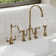 Whitehaus Collection Bridge Faucet with Gooseneck Swivel Spout and Solid Brass Side Spray