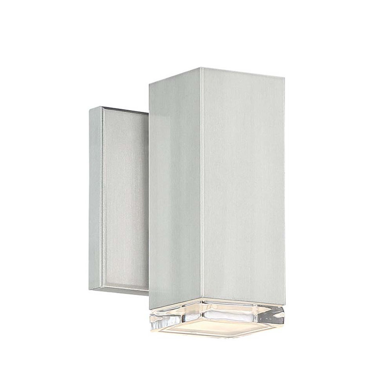 Plafonnier encastré d’extérieur à del Forst, H 6 po x l 4,5 po x P 3,5 po, Aluminium brossé