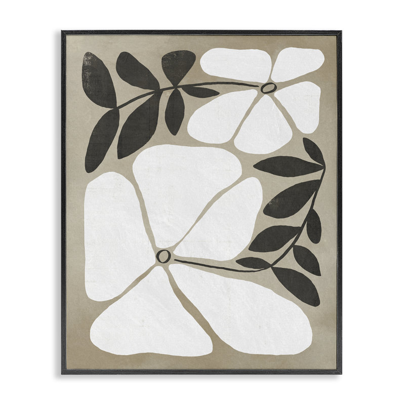 Giclée encadrée de fleurs boho oblongues, design par Victoria Barnes, H 14 po x l 11 po, Giclée encadrée noir minuit