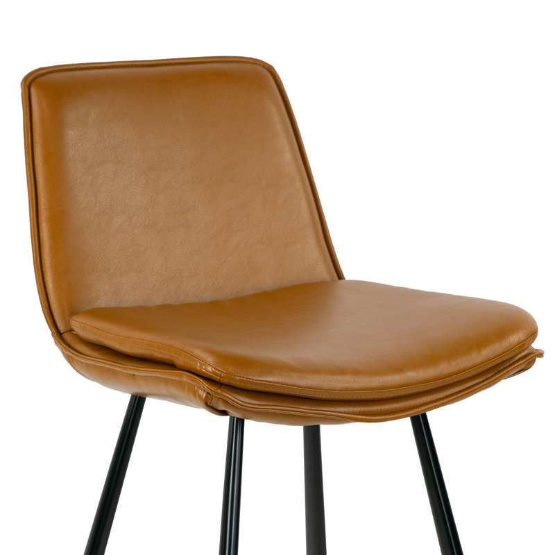 Upholstered Counter Stool with Metal Frame, Cappuccino 