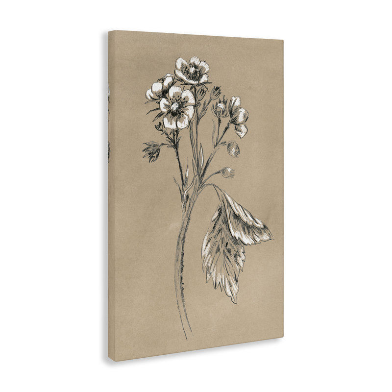 "Flower Sprig", art mural sur toile par June Erica Vess, H 45 po x l 30 po