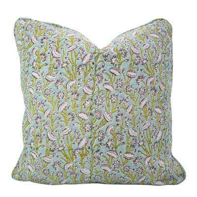 Fabdivine Block Print Linen Cushion Cover with Contrast Piping Handmade Pillow for Elegant Interiors- Pishta