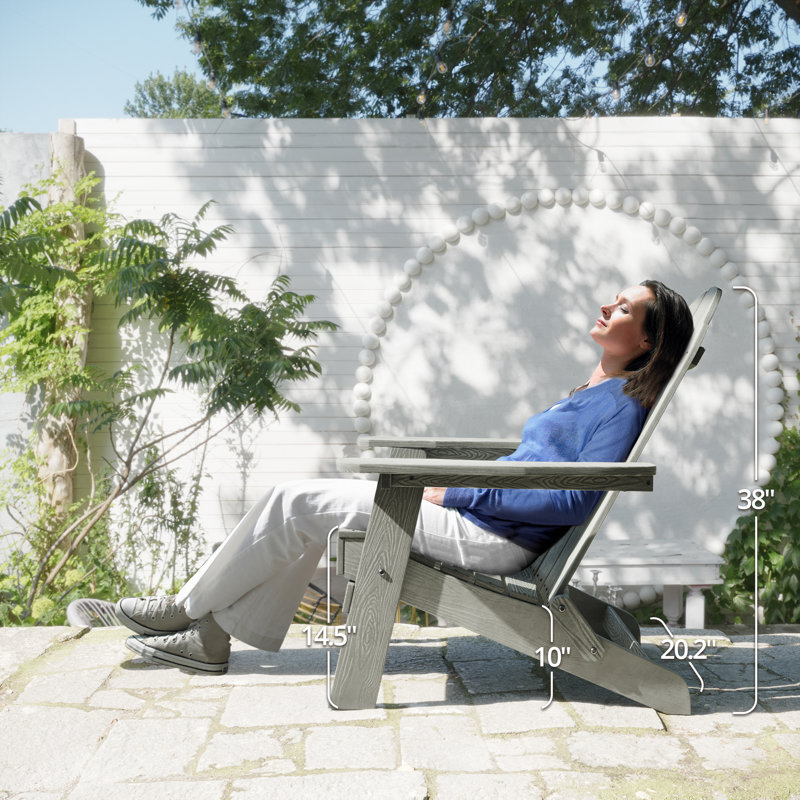 Chaise Adirondack pliante en PEHD, Gris, 2