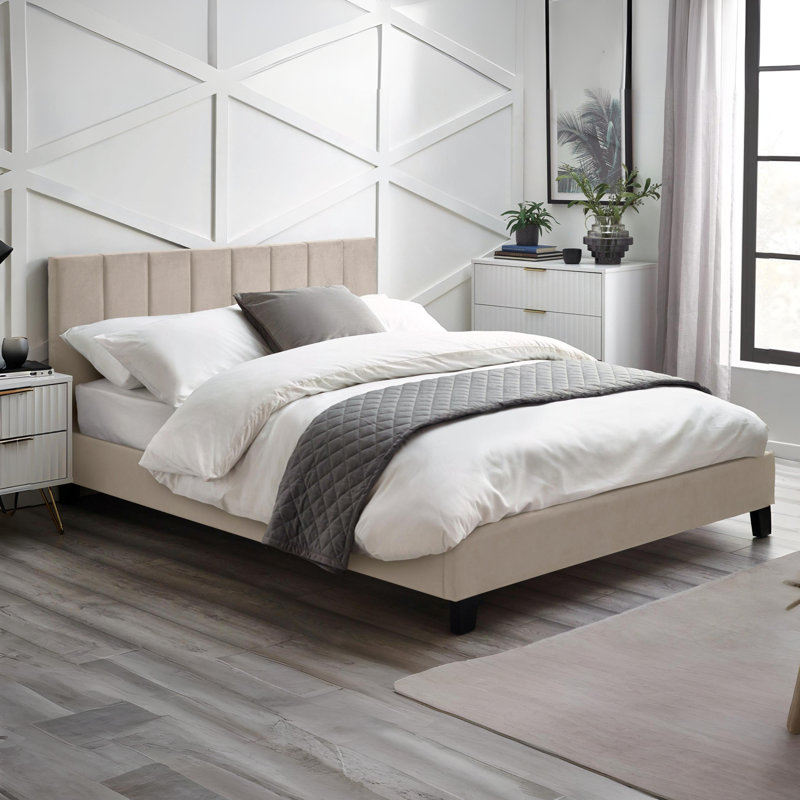 Upholstered Bed, Cream