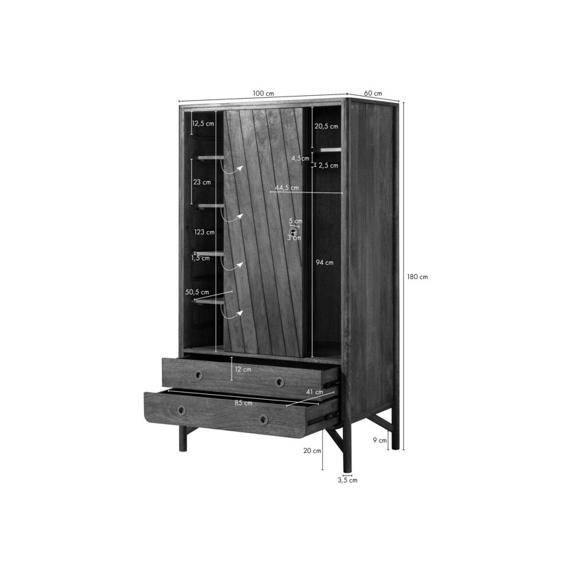 LOS ANGELES Solid Wood Wardrobe