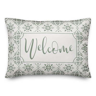 Housse de coussin rectangulaire d'extérieur Alguno Welcome Medallion