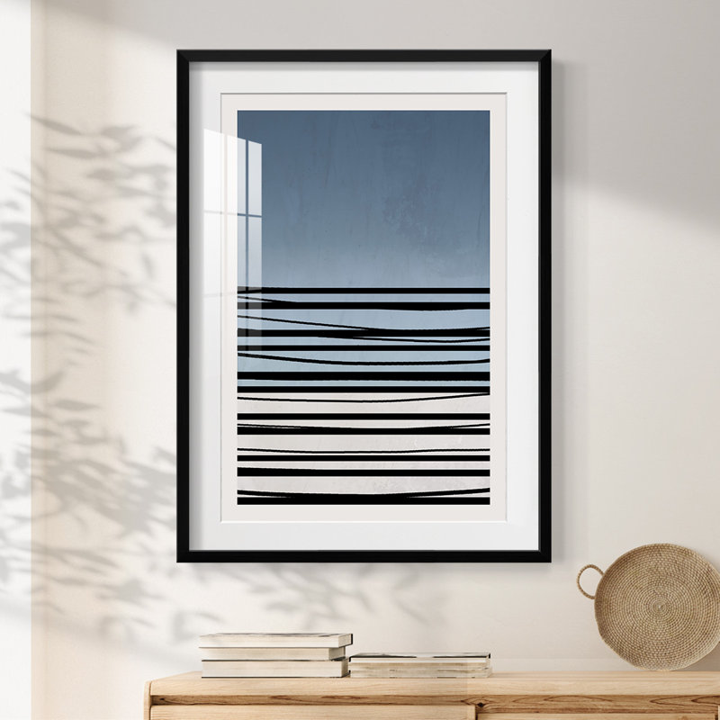 Abstracto Azul II -Framed Print, 25.5" H x 17.5" W, Black