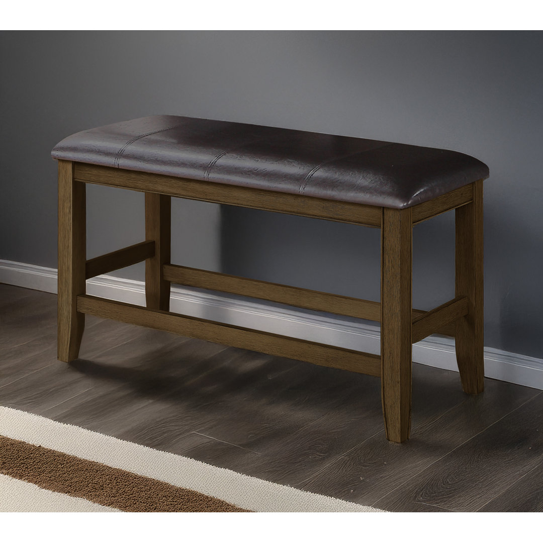 Cribb Faux Leather Bench,Farmhouse Style 1pc Brown Espresso Counter Height Bench Footrest Faux Leather Upholstered Seat Wooden Furniture Lark Manor™